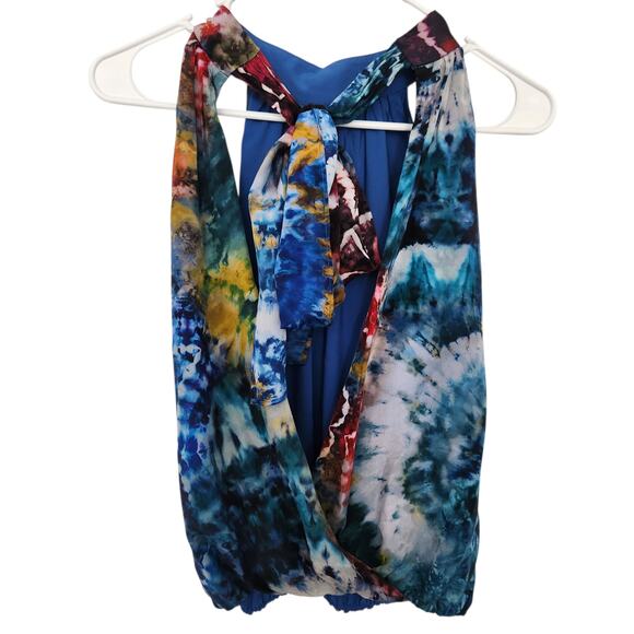 Alice + Olivia Silk Halter Top XS Tie Dye‎ Designer Party Resortwear Cocktail - Picture 2 of 8